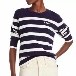 Kerri Rosenthal Striped Navy & White Pullover Sweater Je T'aime - L